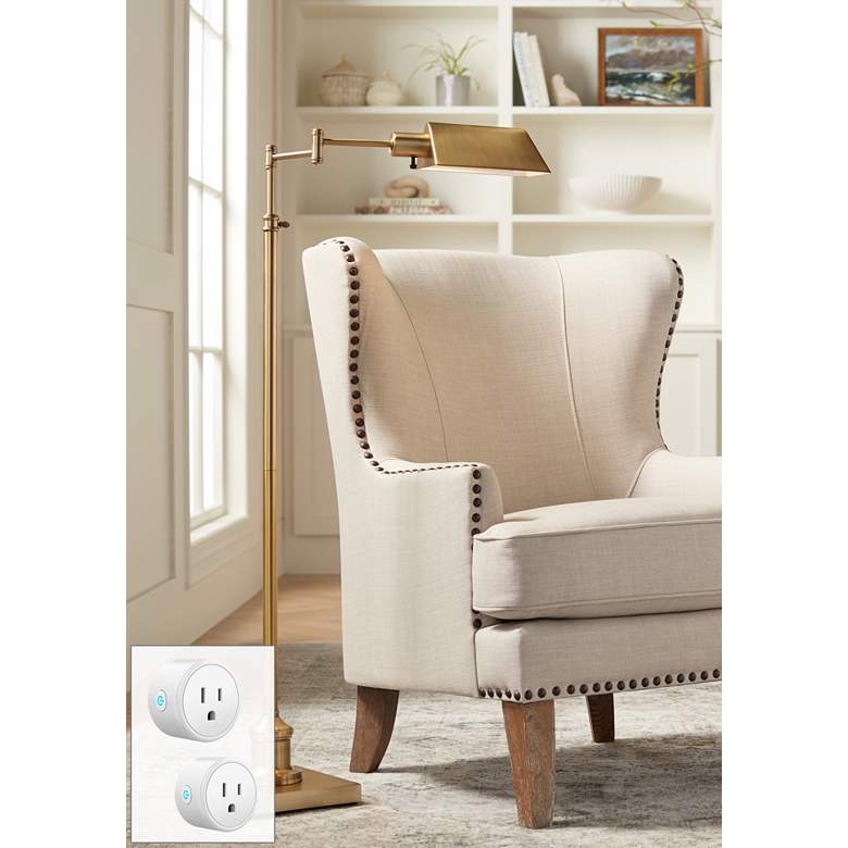 Image 2 Regency Hill Jenson Aged Brass Pharmacy Floor Lamp with Smart Socket