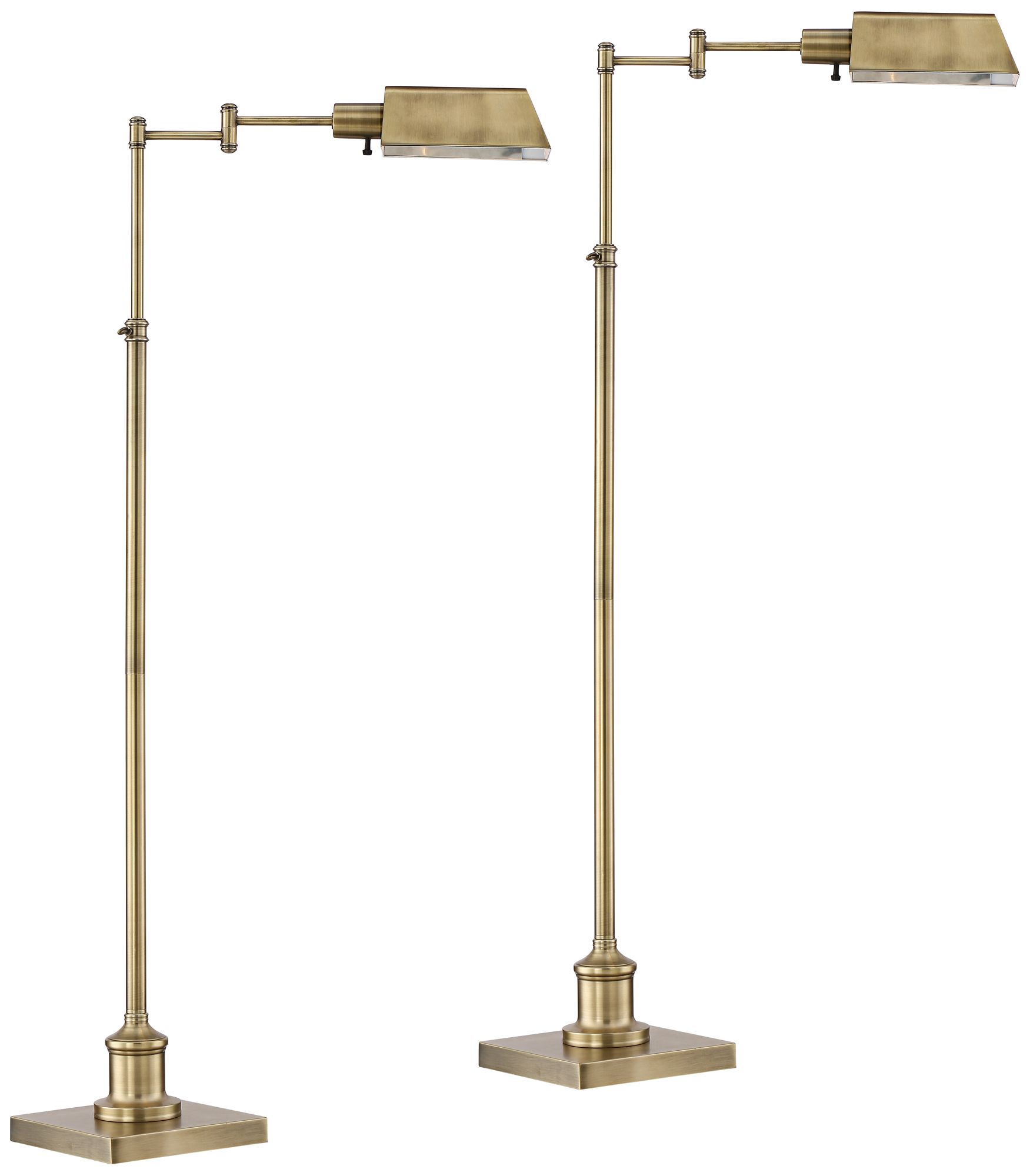 Regency Hill Jenson Brass Adjustable Height Pharmacy Floor Lamps