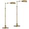 Regency Hill Jenson Brass Adjustable Height Pharmacy Floor Lamps Set of 2