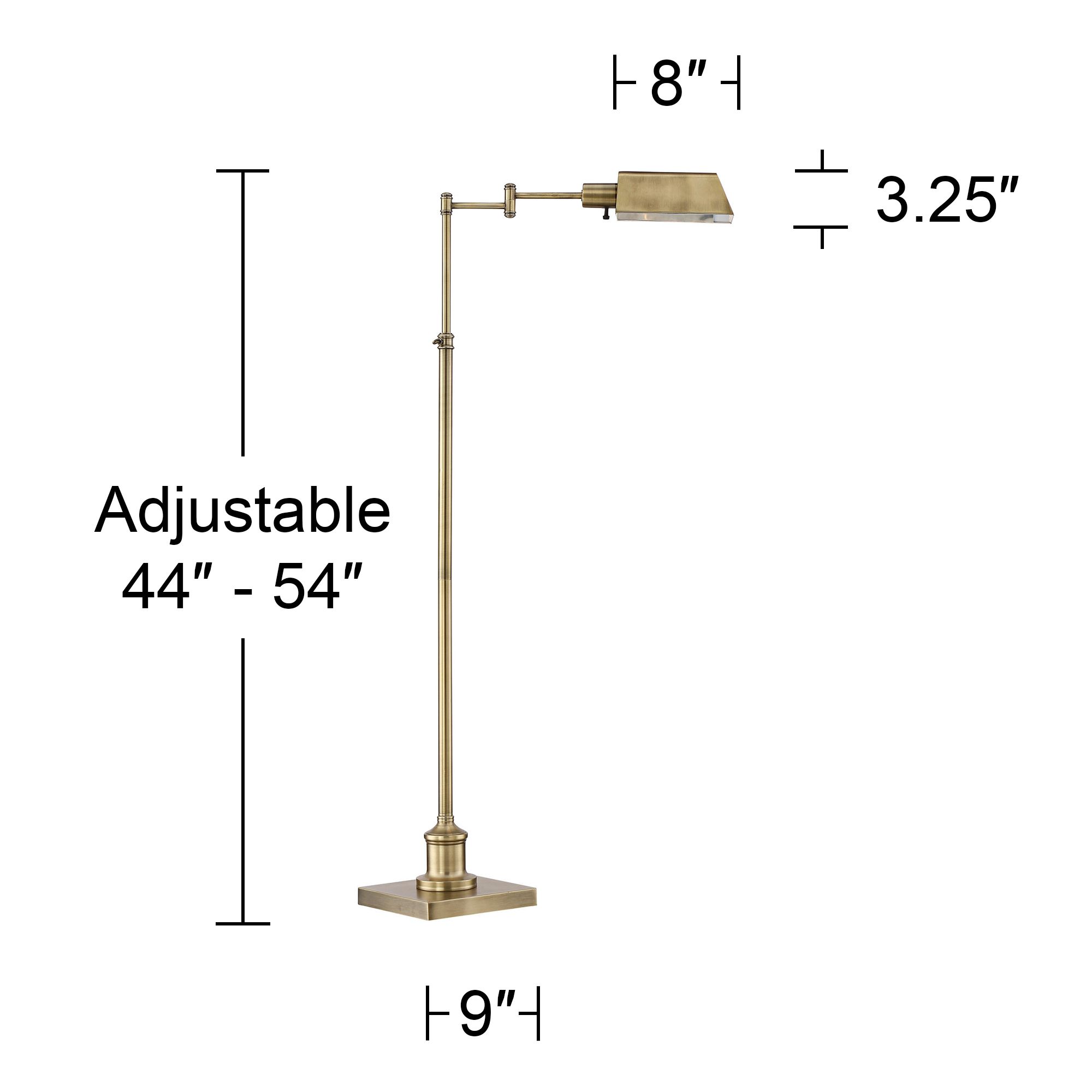 Regency Hill Jenson Brass Adjustable Height Pharmacy Floor Lamps Set of 2 in scene