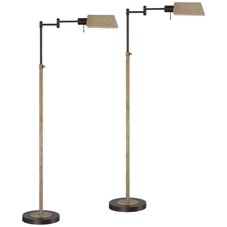 Image 2 Regency Hill Jenson Bronze Faux Wood Pharmacy Floor Lamps Set of 2