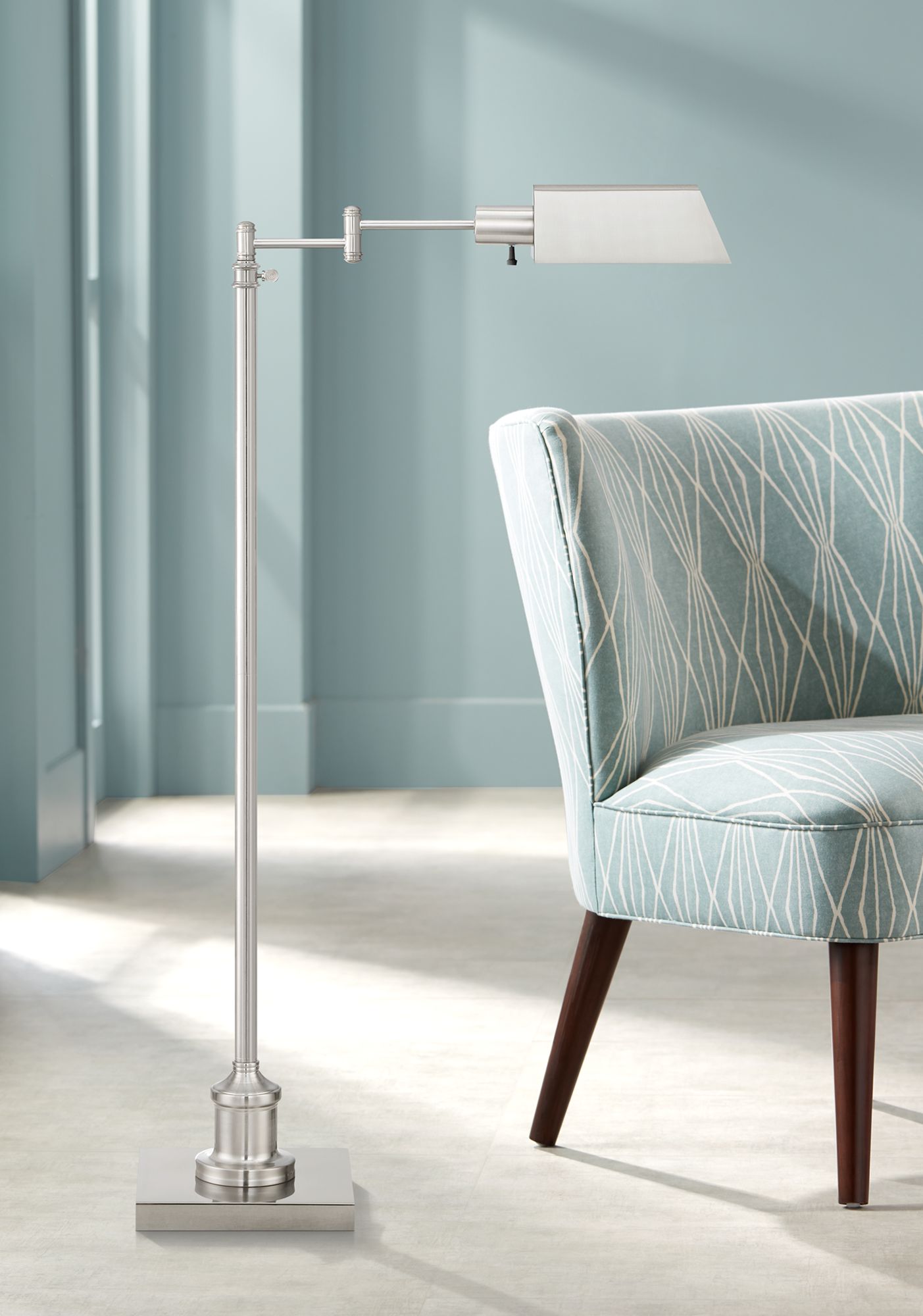 Brushed nickel swing arm deals floor lamp