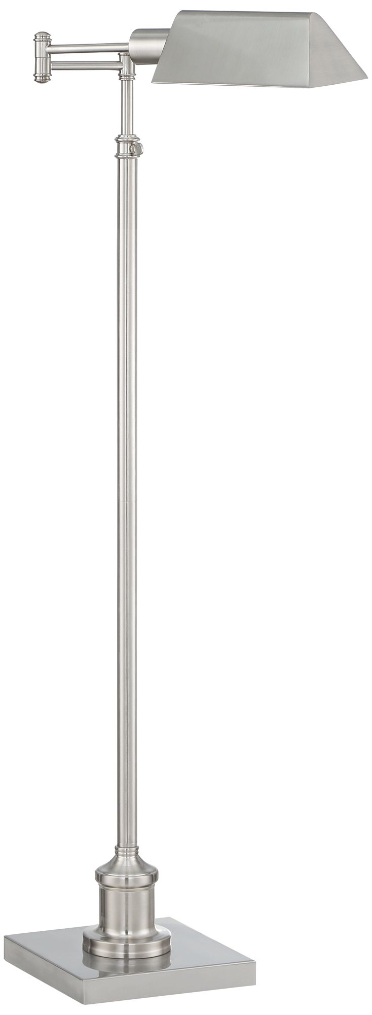 Regency Hill Jenson Brushed Nickel Swing Arm Pharmacy Floor Lamps Set of 2