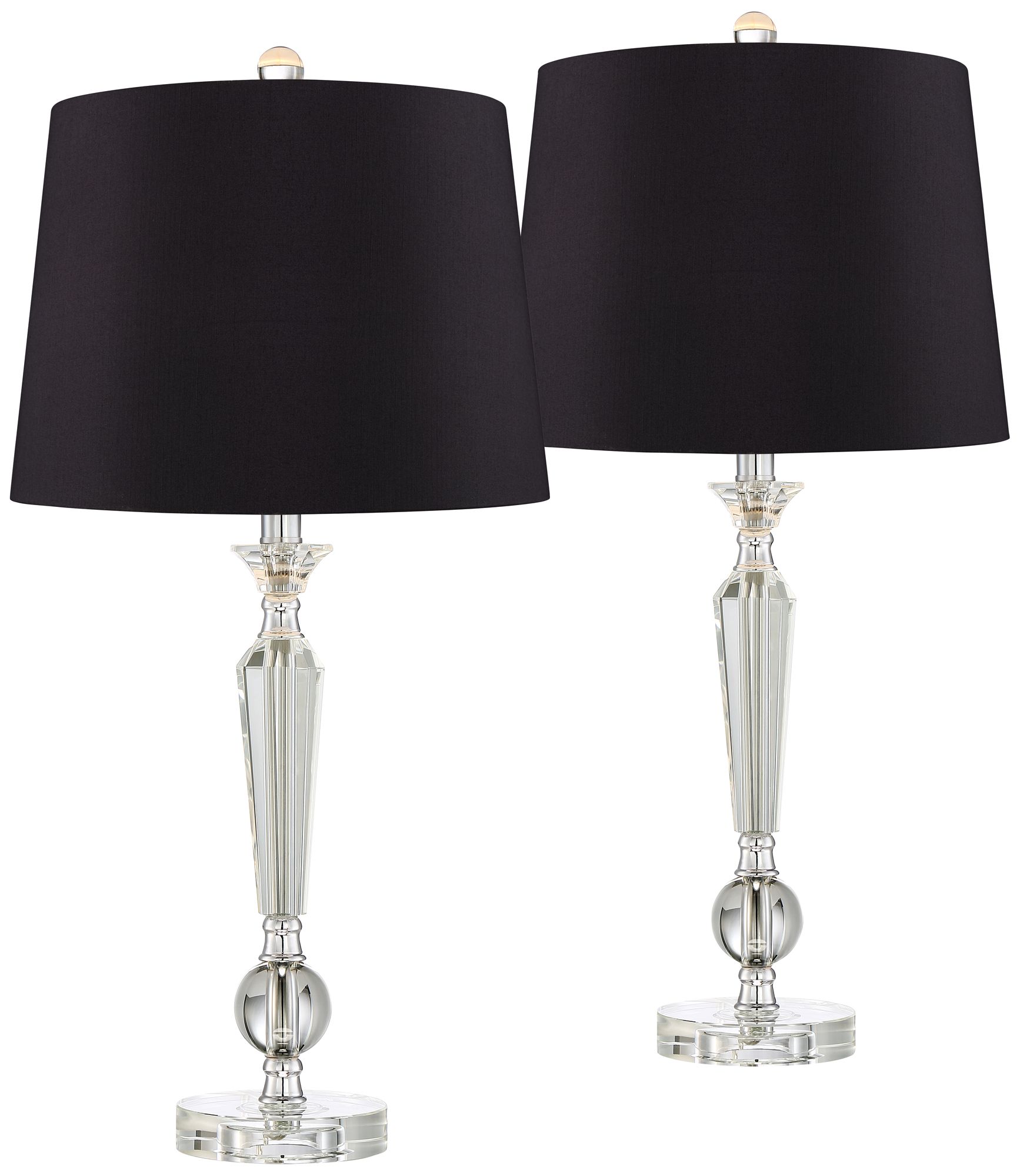 Regency Hill Jolie 26" Black Shade Crystal Lamps Set of 2