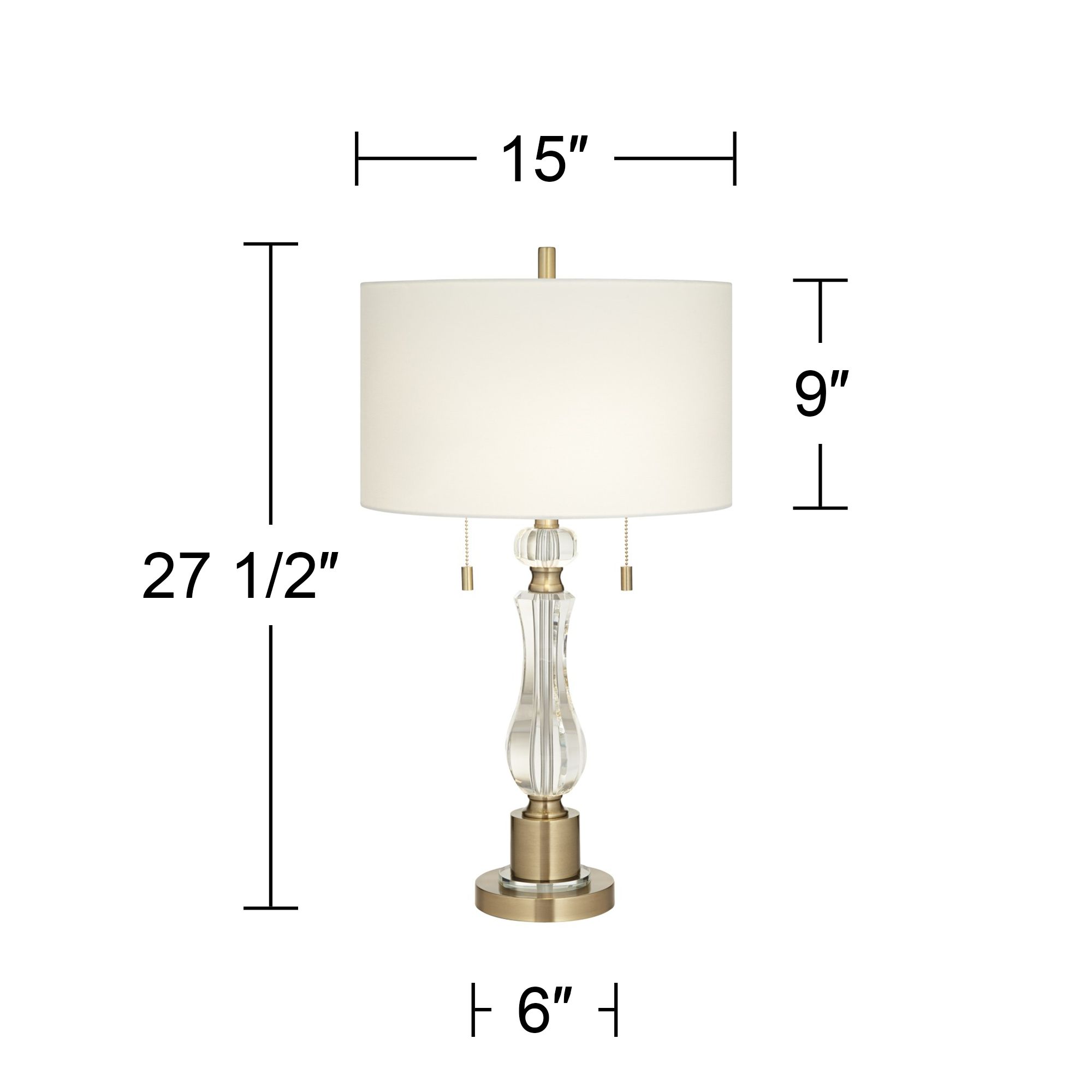 Regency Hill Jordan 27 1/2" Brass and Crystal Table Lamp