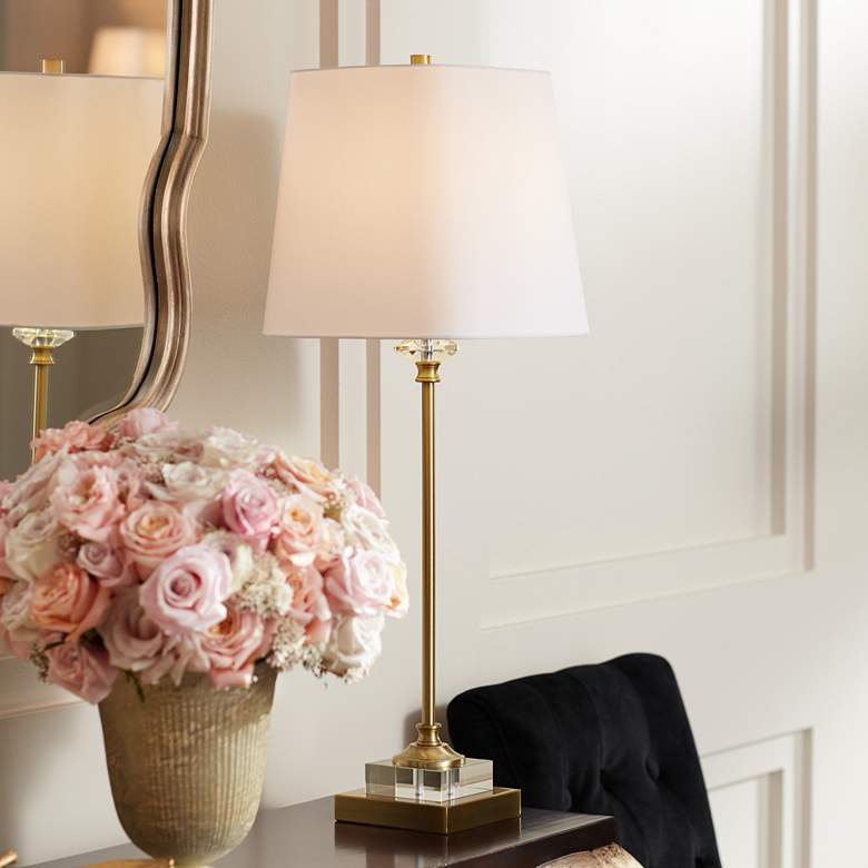 Image 1 Regency Hill Julia 29 1/2" Gold Crystal Buffet Lamp with USB Dimmer