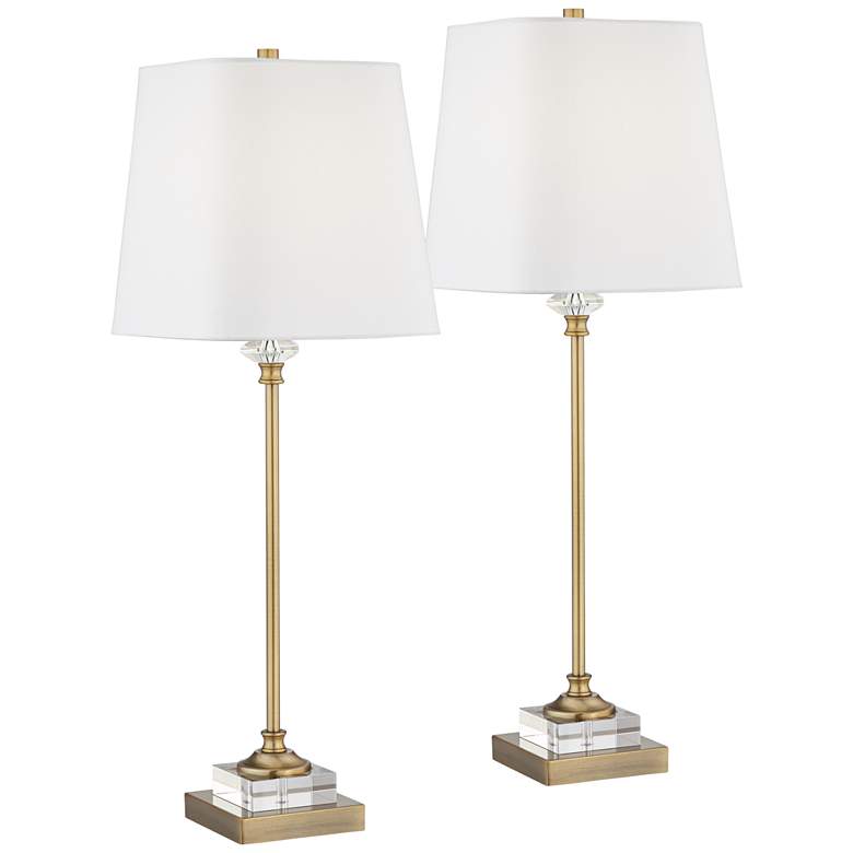 Image 2 Regency Hill Julia Traditional Gold and Crystal Buffet Table Lamps Set of 2