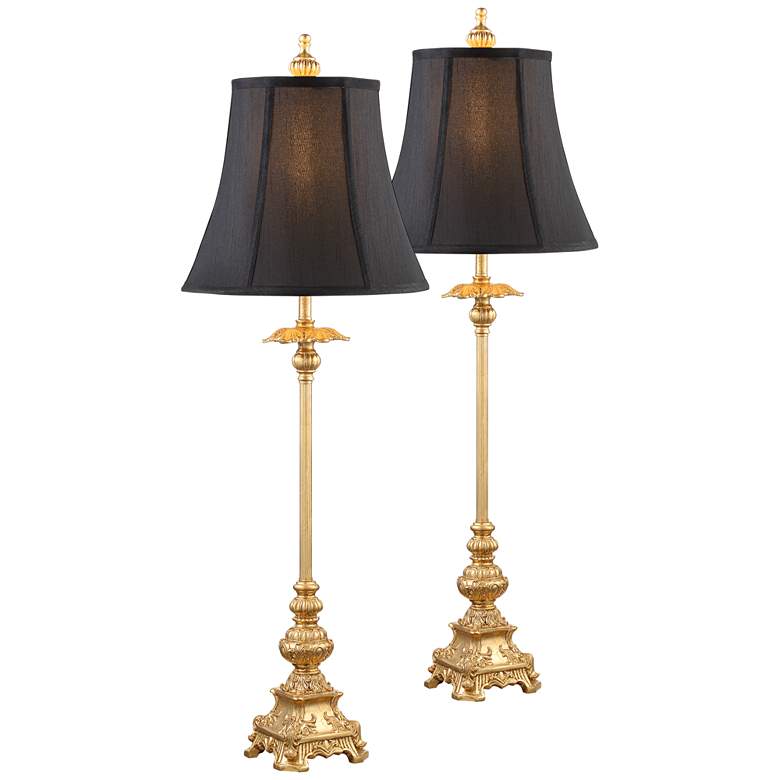 Image 3 Regency Hill Juliette 36 1/2 Bright Gold Buffet Table Lamp Set of 2