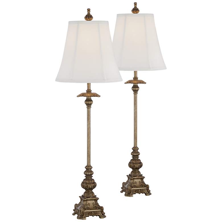 Image 2 Regency Hill Juliette 36 1/2" White and Gold Buffet Lamps Set of 2