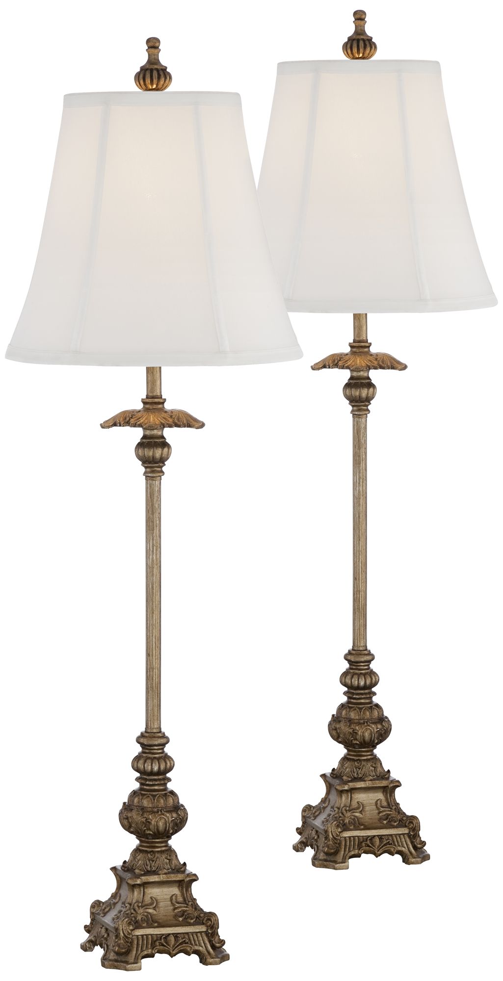 Regency Hill Juliette Antique Gold White Shade Buffet Table Lamps Set of 2