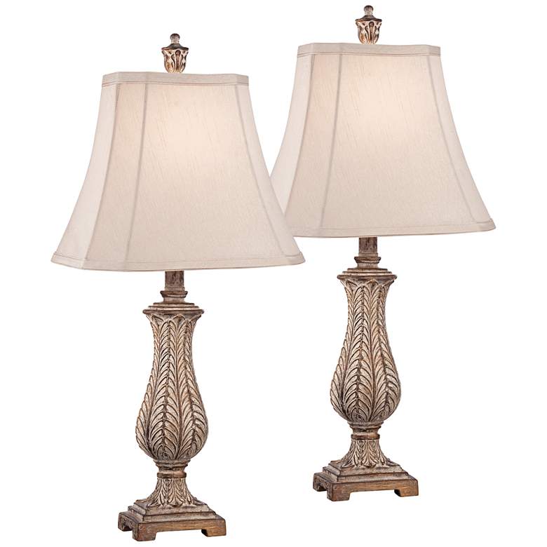 Image 2 Regency Hill Karina Antique Gold Leaves Petite Vase Table Lamps Set of 2