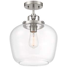 Image2 of Regency Hill Kenna 12 1/4" Brushed Nickel Clear Glass Ceiling Light