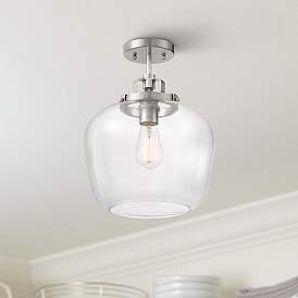 Image1 of Regency Hill Kenna 12 1/4" Brushed Nickel Clear Glass Ceiling Light