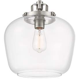 Image3 of Regency Hill Kenna 12 1/4" Brushed Nickel Clear Glass Ceiling Light more views
