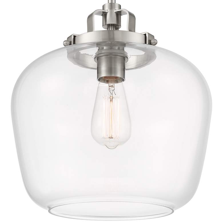 Image 3 Regency Hill Kenna 12 1/4" Brushed Nickel Clear Glass Ceiling Light more views