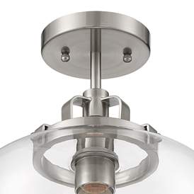 Image4 of Regency Hill Kenna 12 1/4" Brushed Nickel Clear Glass Ceiling Light more views