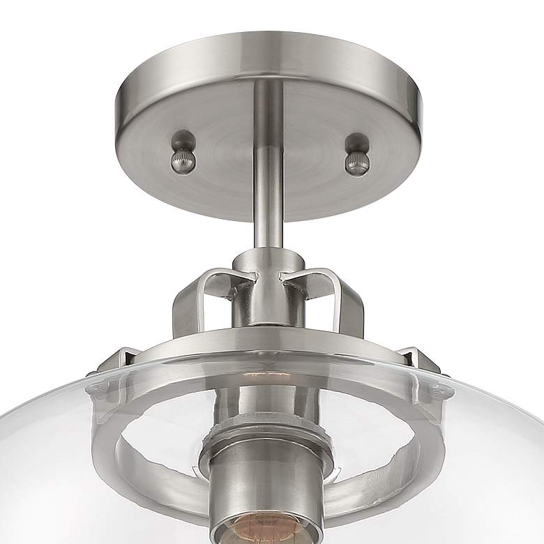 Image 4 Regency Hill Kenna 12 1/4 inch Brushed Nickel Clear Glass Ceiling Light more views