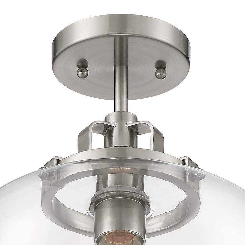 Image 4 Regency Hill Kenna 12 1/4" Brushed Nickel Clear Glass Ceiling Light more views