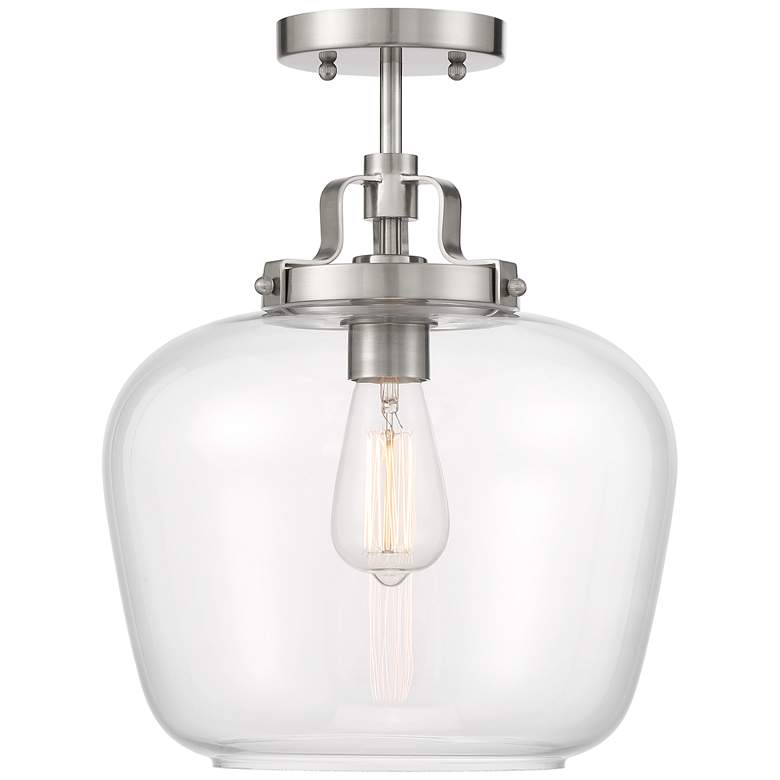 Image 5 Regency Hill Kenna 12 1/4" Brushed Nickel Clear Glass Ceiling Light more views