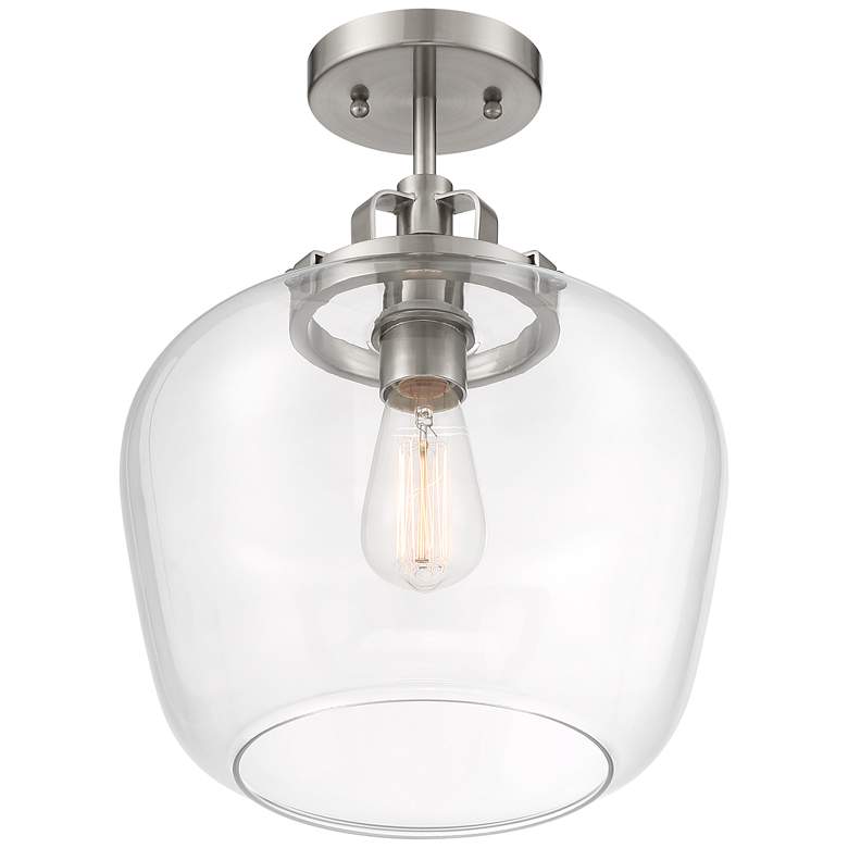 Image 6 Regency Hill Kenna 12 1/4" Brushed Nickel Clear Glass Ceiling Light more views