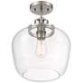 Regency Hill Kenna 12 1/4" Brushed Nickel Clear Glass Ceiling Light