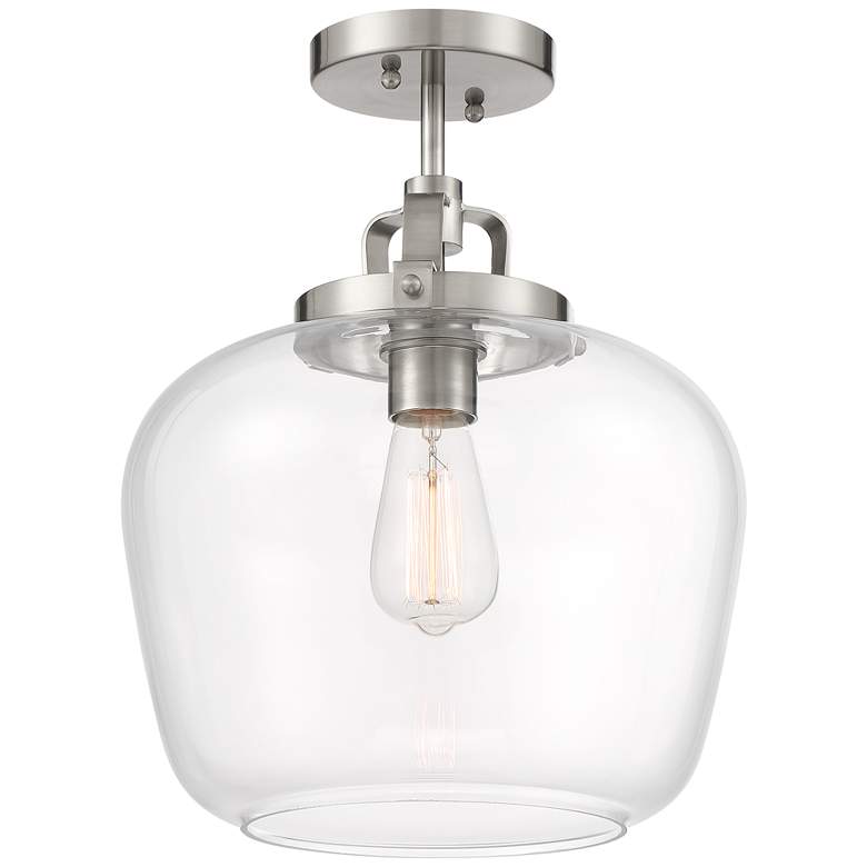 Image 7 Regency Hill Kenna 12 1/4 inch Brushed Nickel Clear Glass Ceiling Light more views