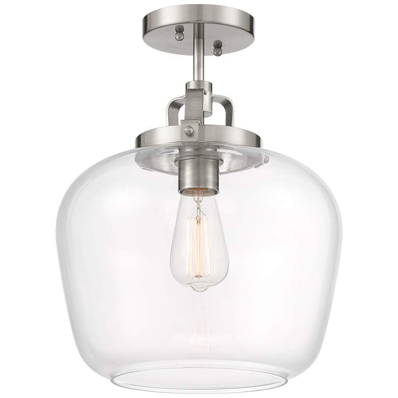 Image 7 Regency Hill Kenna 12 1/4" Brushed Nickel Clear Glass Ceiling Light more views