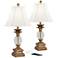 Regency Hill Kona Pineapple Bronzed Brass Textured Glass USB Lamps Set of 2