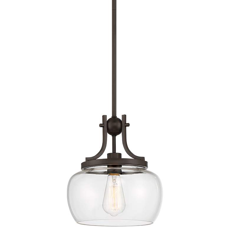 Image 2 Regency Hill Kristov 10 1/2" Bronze and Clear Glass Mini Pendant Light