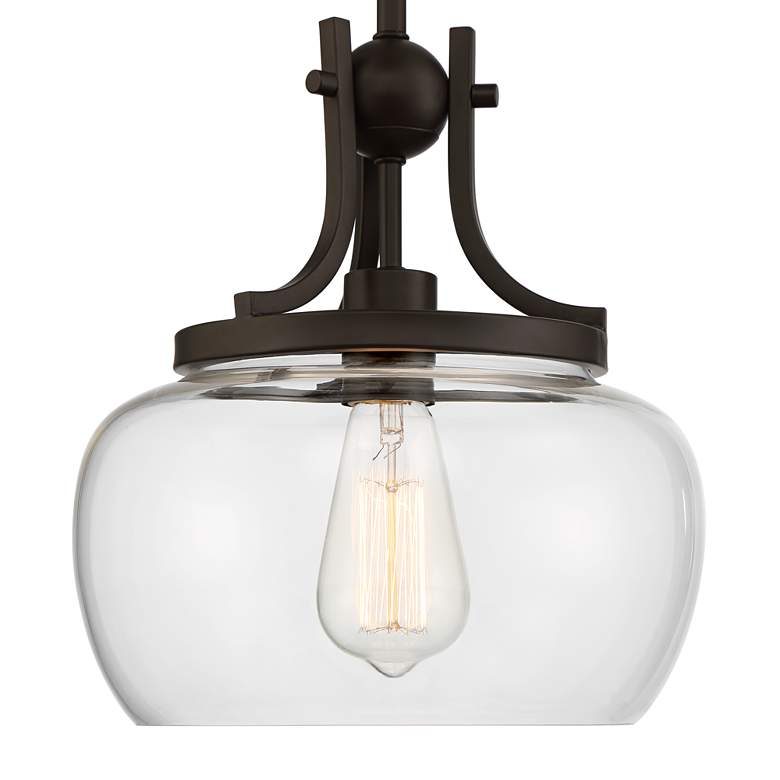 Image 3 Regency Hill Kristov 10 1/2" Bronze and Clear Glass Mini Pendant Light more views