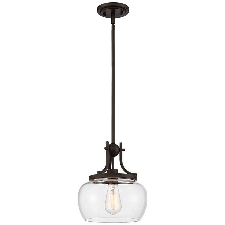 Image 5 Regency Hill Kristov 10 1/2" Bronze and Clear Glass Mini Pendant Light more views