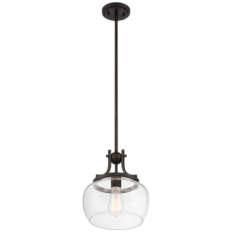 Image 6 Regency Hill Kristov 10 1/2" Bronze and Clear Glass Mini Pendant Light more views