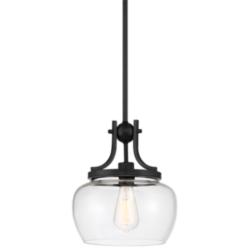 Regency Hill Kristov 10 1/2" Wide Black Clear Glass Mini Pendant Light
