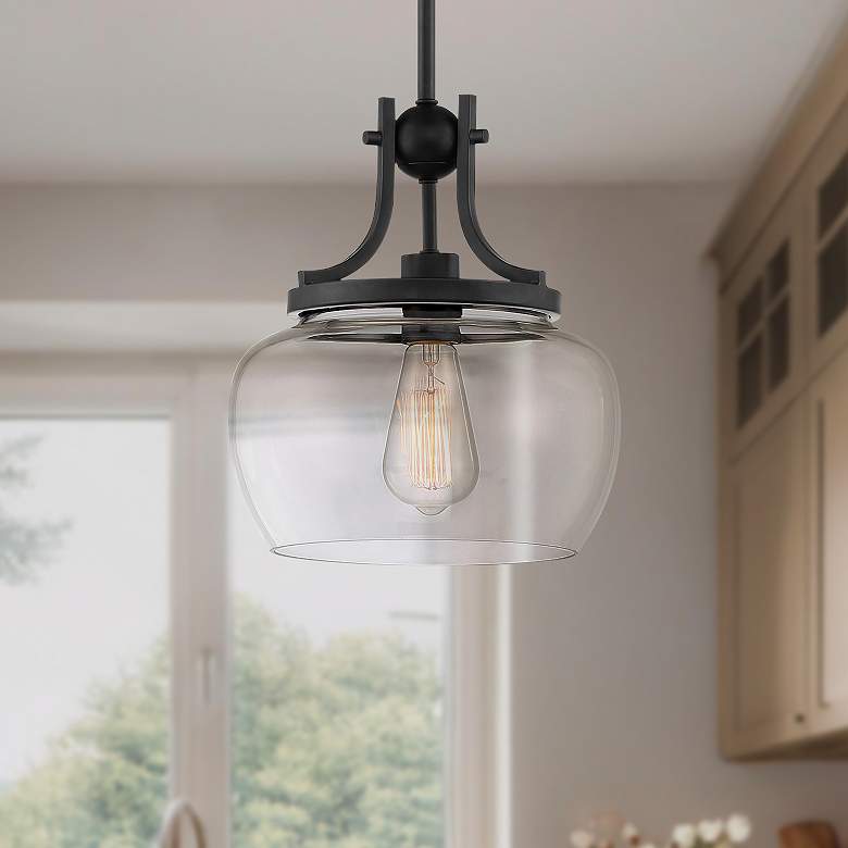 Image 1 Regency Hill Kristov 10 1/2" Wide Black Clear Glass Mini Pendant Light
