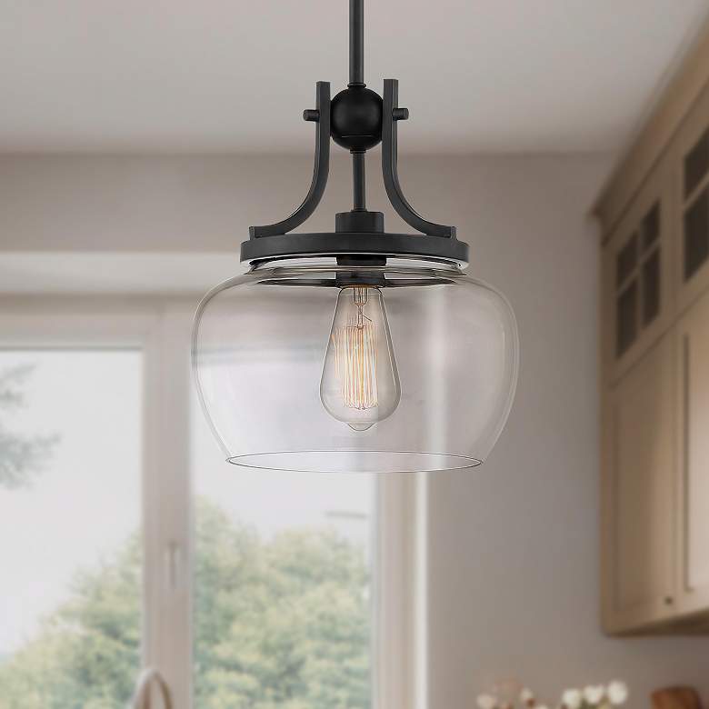 Image 1 Regency Hill Kristov 10 1/2 inch Wide Black Clear Glass Mini Pendant Light