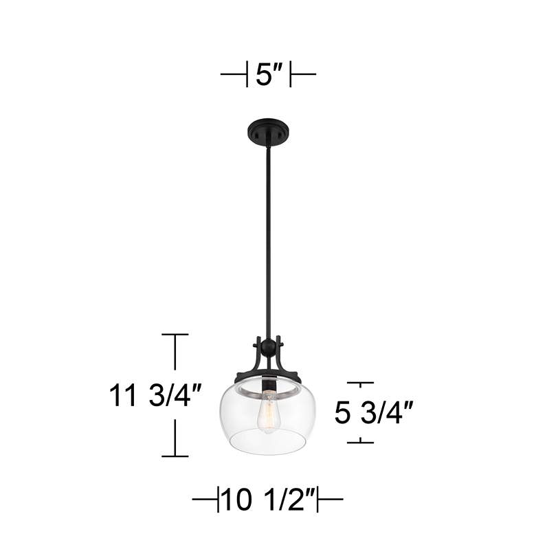 Image 6 Regency Hill Kristov 10 1/2" Wide Black Clear Glass Mini Pendant Light more views