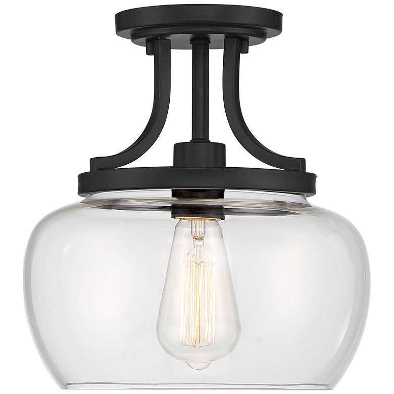 Image 2 Regency Hill Kristov 10 1/4" Wide Black and Clear Glass Ceiling Light