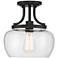 Regency Hill Kristov 10 1/4" Wide Black and Clear Glass Ceiling Light