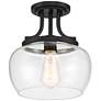 Regency Hill Kristov 10 1/4" Wide Black and Clear Glass Ceiling Light