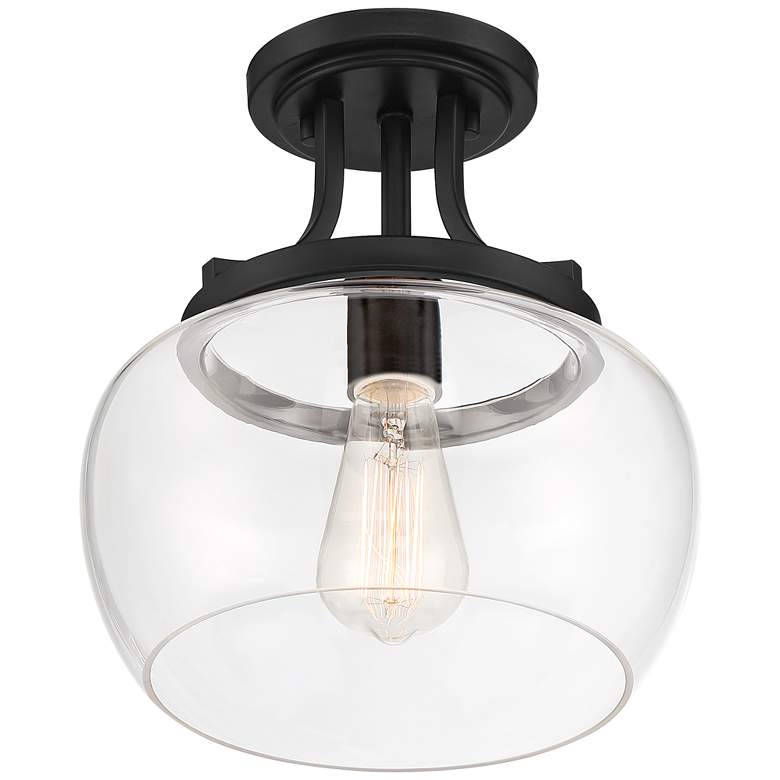 Image 5 Regency Hill Kristov 10 1/4" Wide Black and Clear Glass Ceiling Light more views