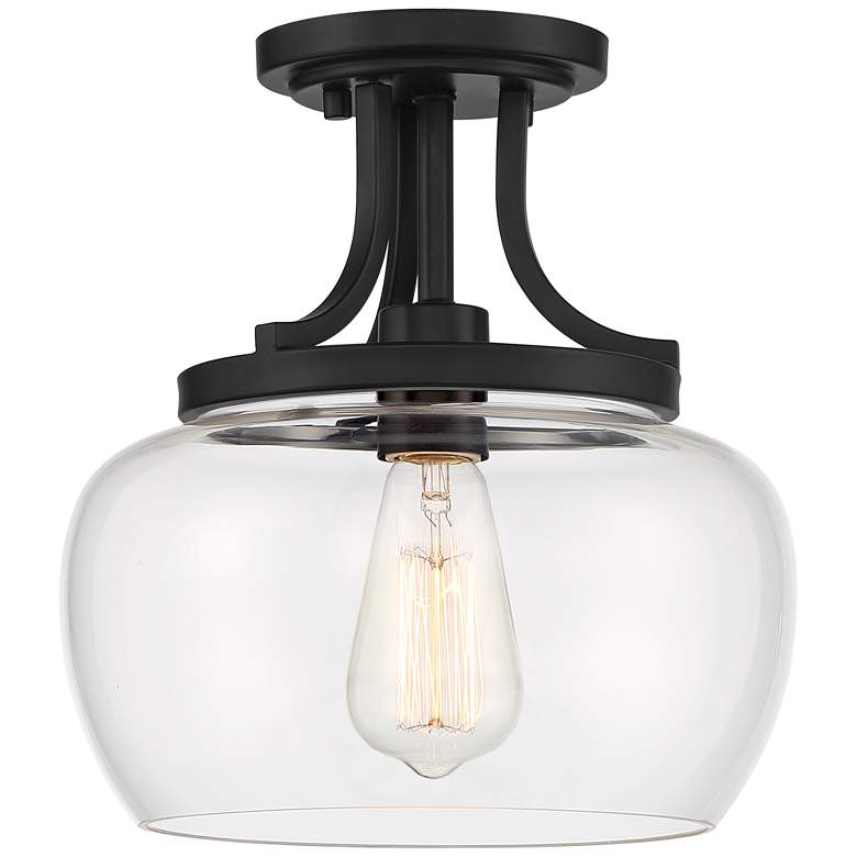 Image 6 Regency Hill Kristov 10 1/4" Wide Black and Clear Glass Ceiling Light more views