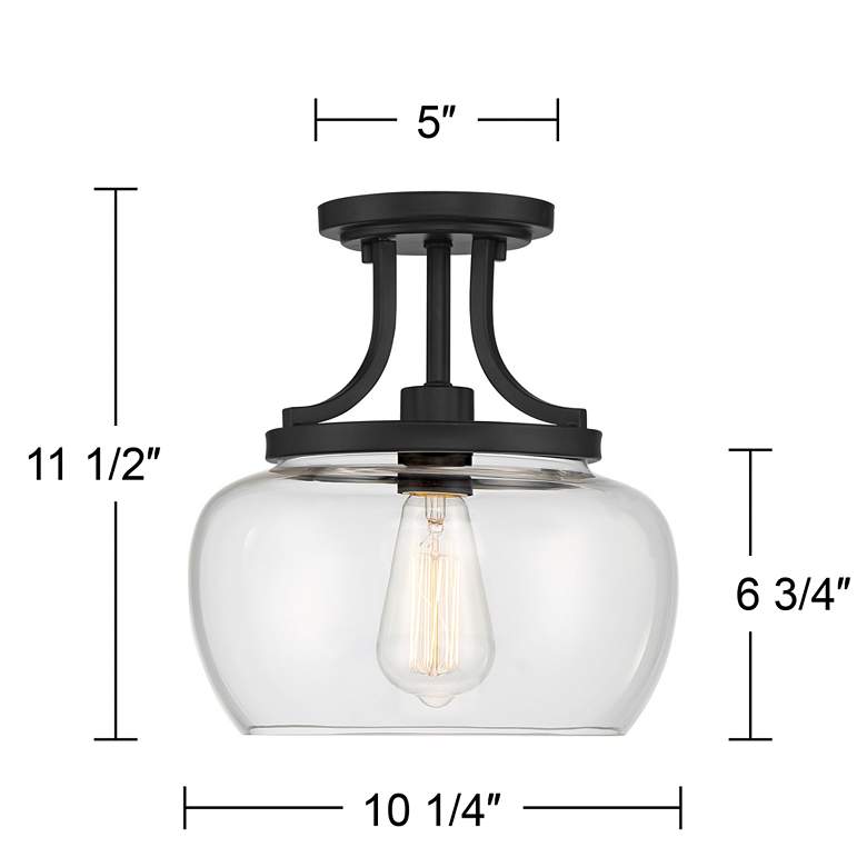 Image 7 Regency Hill Kristov 10 1/4" Wide Black and Clear Glass Ceiling Light more views
