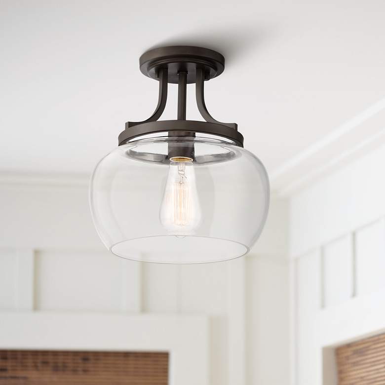 Image 1 Regency Hill Kristov 10 1/4" Wide Bronze and Clear Glass Ceiling Light
