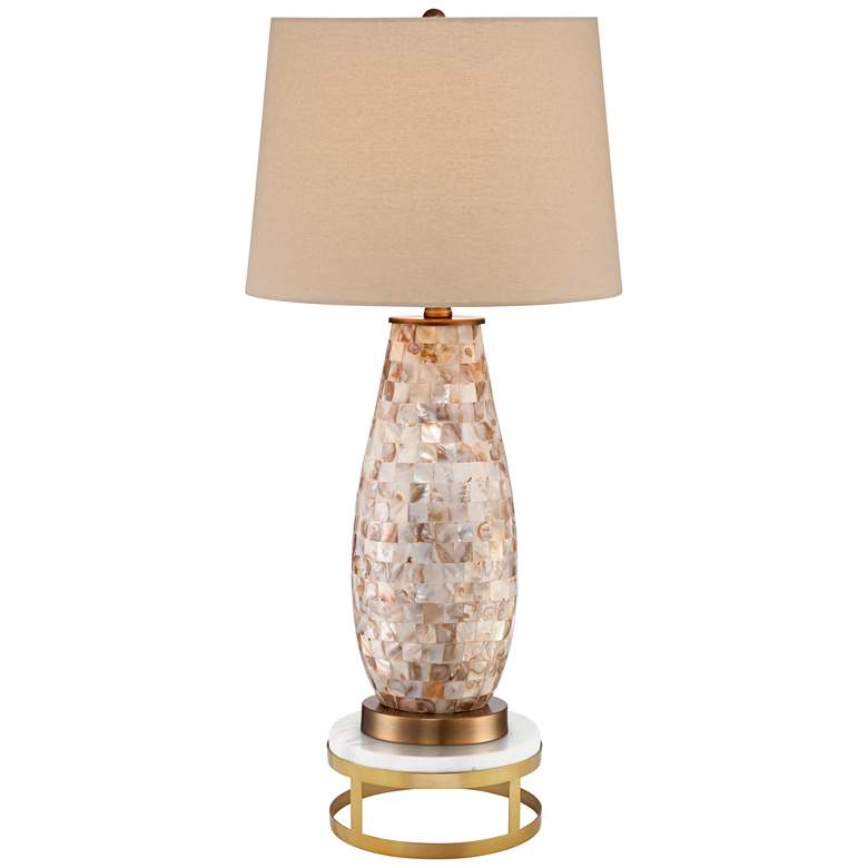 Image 1 Regency Hill Kylie 30 1/4 inch Mother of Pearl Lamp with Marble Riser