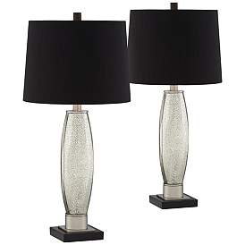 Image3 of Regency Hill Landro 27 1/2" Black Shade Mercury Glass Lamps Set of 2