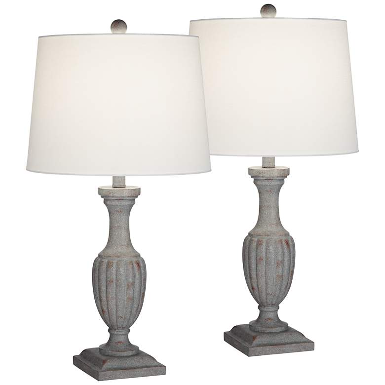 Image 1 Regency Hill Laurel 26" High Gray Faux Wood Table Lamps Set of 2