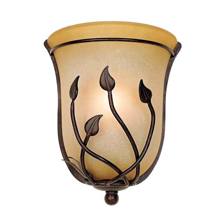 Image 3 Regency Hill Leaf and Vine 10.5" High Amber Glass Wall Sconce