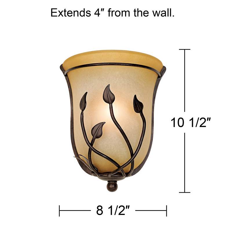 Image 7 Regency Hill Leaf and Vine 10.5" High Amber Glass Wall Sconce more views