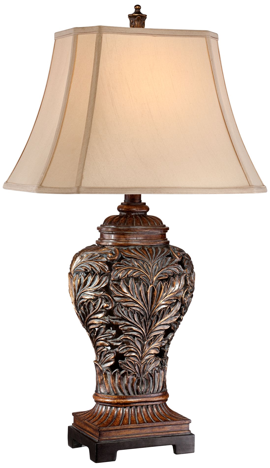 Regency Hill Leafwork 32 1/2" Bronze Vase Table Lamp with USB Dimmer