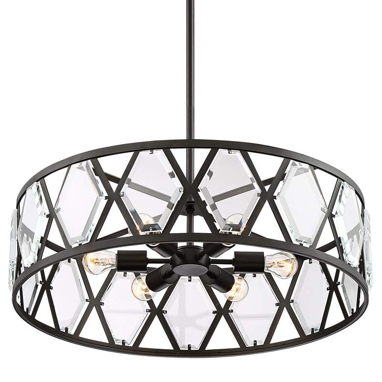Image 6 Regency Hill Lexington 26 inch Wide Black and Crystal 6-Light Pendant more views